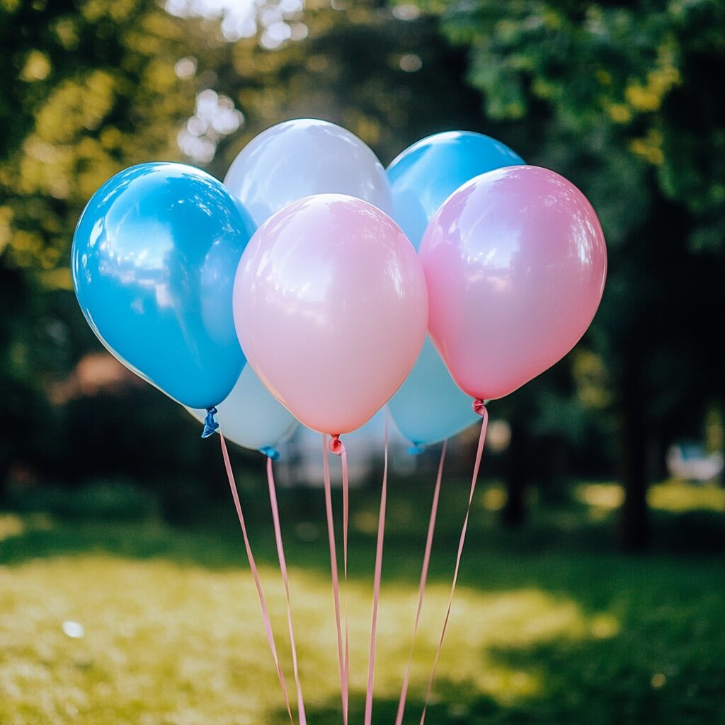 ballons roses bleus gender reveal